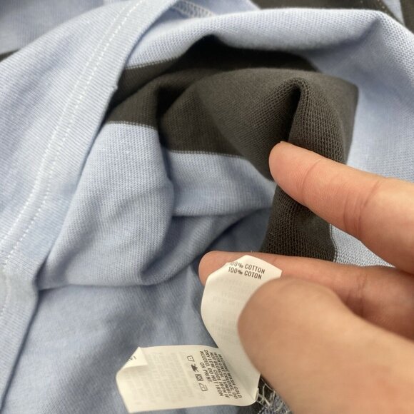 Aerie Size M Blue and Gray Striped Rugby Cropped Polo Shirt Long Sleeve - Picture 12 of 12